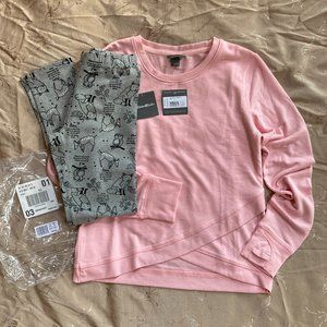 Eddie Bauer BUNDLE LOT Girls Sz. L,M Sweatshirt & Leggings Pants Forest Animals
